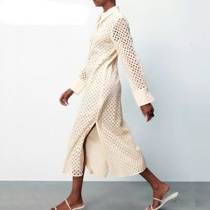 The Santori Eyelet Cotton Luxury Shirt Dress